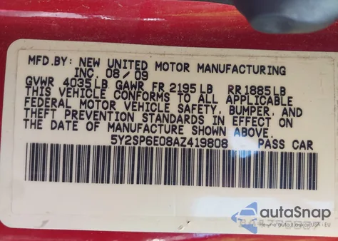 2010 Pontiac Vibe from USA, damaged, VIN 5Y2SP6E08AZ419808